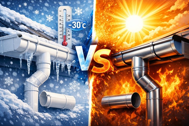 Пластик или металл? Выбираем водосточную систему, которая не треснет в -30°C и не выгорит на солнце.