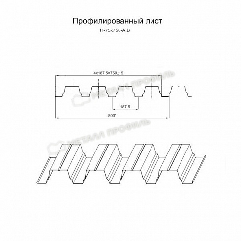 Кровельный профнастил Н-75 - покрытие ПОЛИЭСТЕР